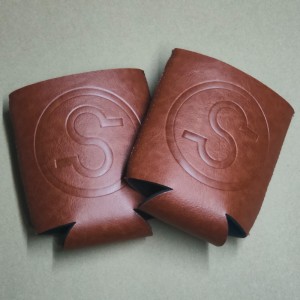 Debossed Logo Neoprene Brown Pu Leath